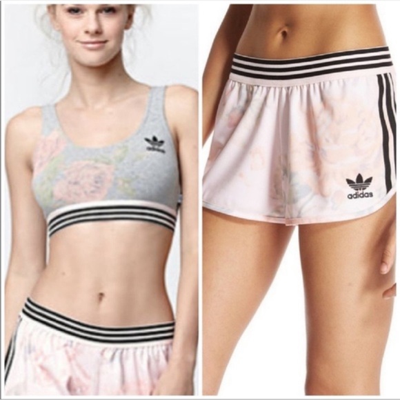 Adidas Originals Pastel Rose Sports Bra Rita Ora Floral Grey Firebird Small - Picture 4 of 10